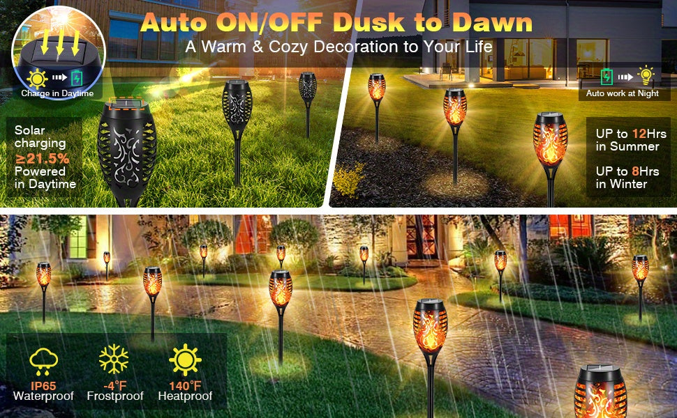 12LED Solar Flame Light Outdoor, Waterproof