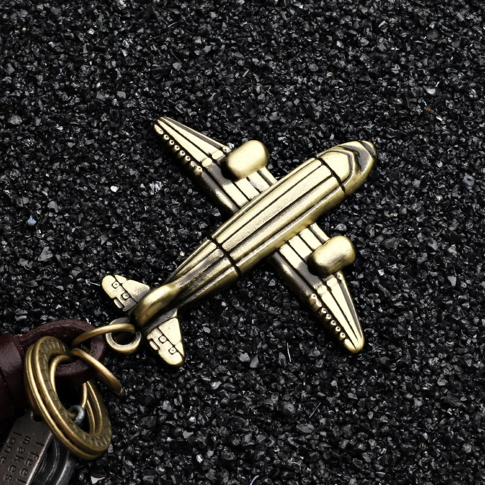 Copper Airplane Model Keychain