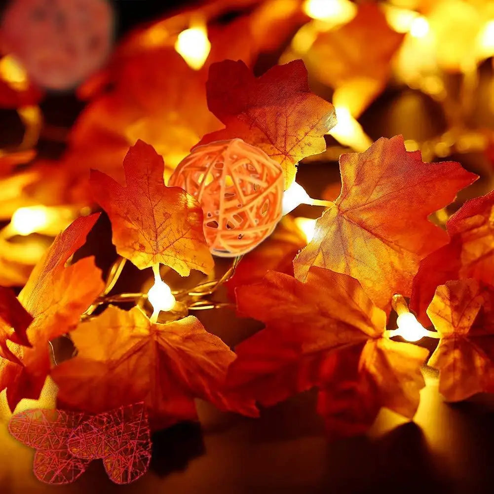 Artificial Maple Leaves LED Light String Lantern