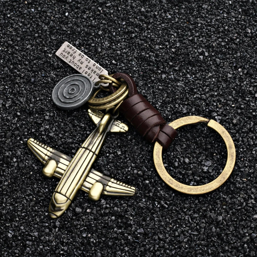 Copper Airplane Model Keychain