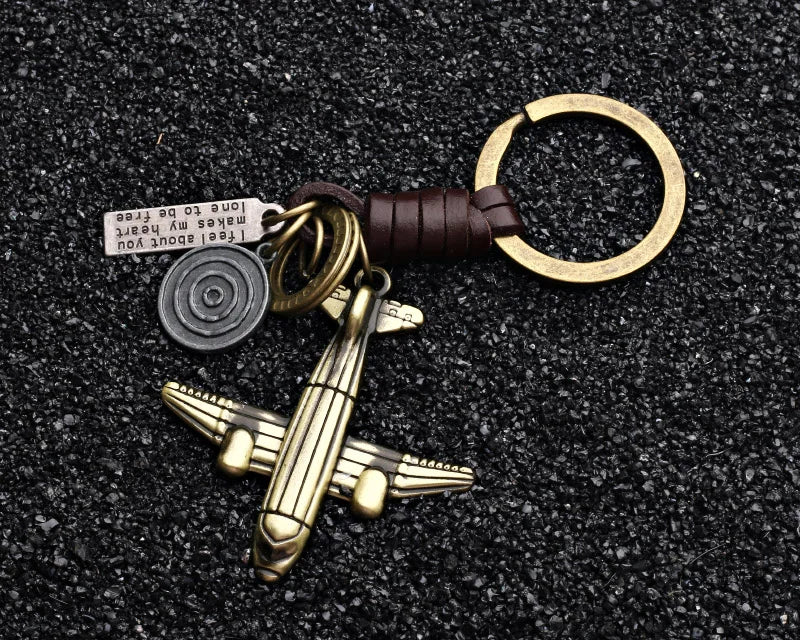 Copper Airplane Model Keychain