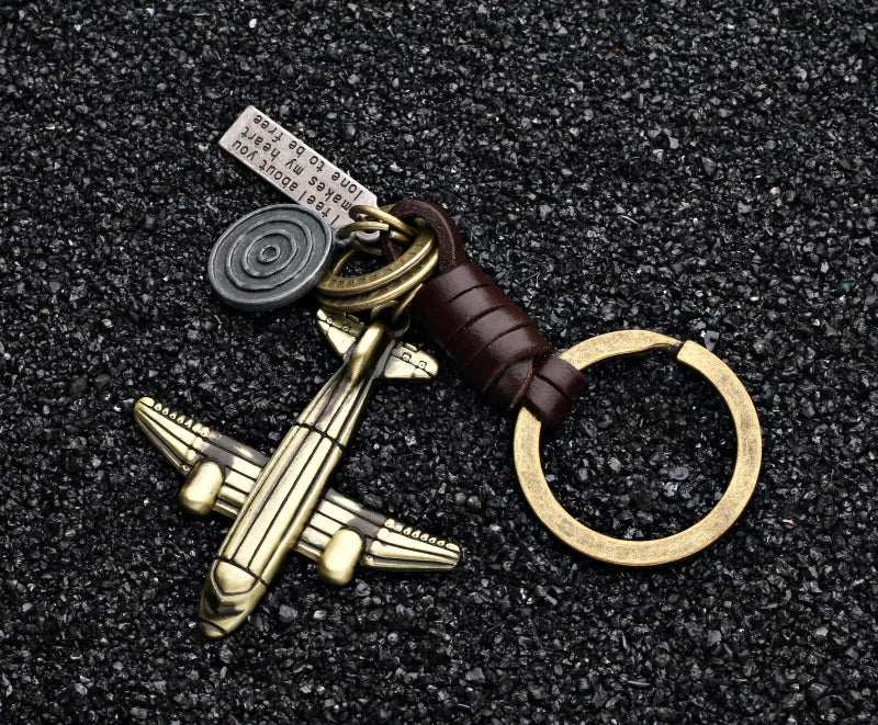 Copper Airplane Model Keychain