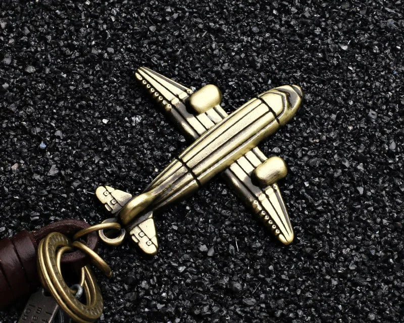 Copper Airplane Model Keychain