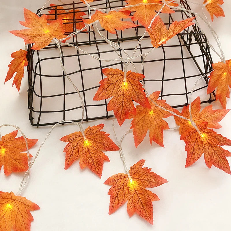 Artificial Maple Leaves LED Light String Lantern