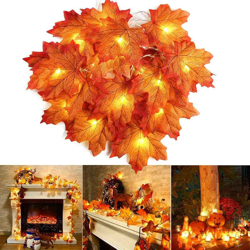 Artificial Maple Leaves LED Light String Lantern