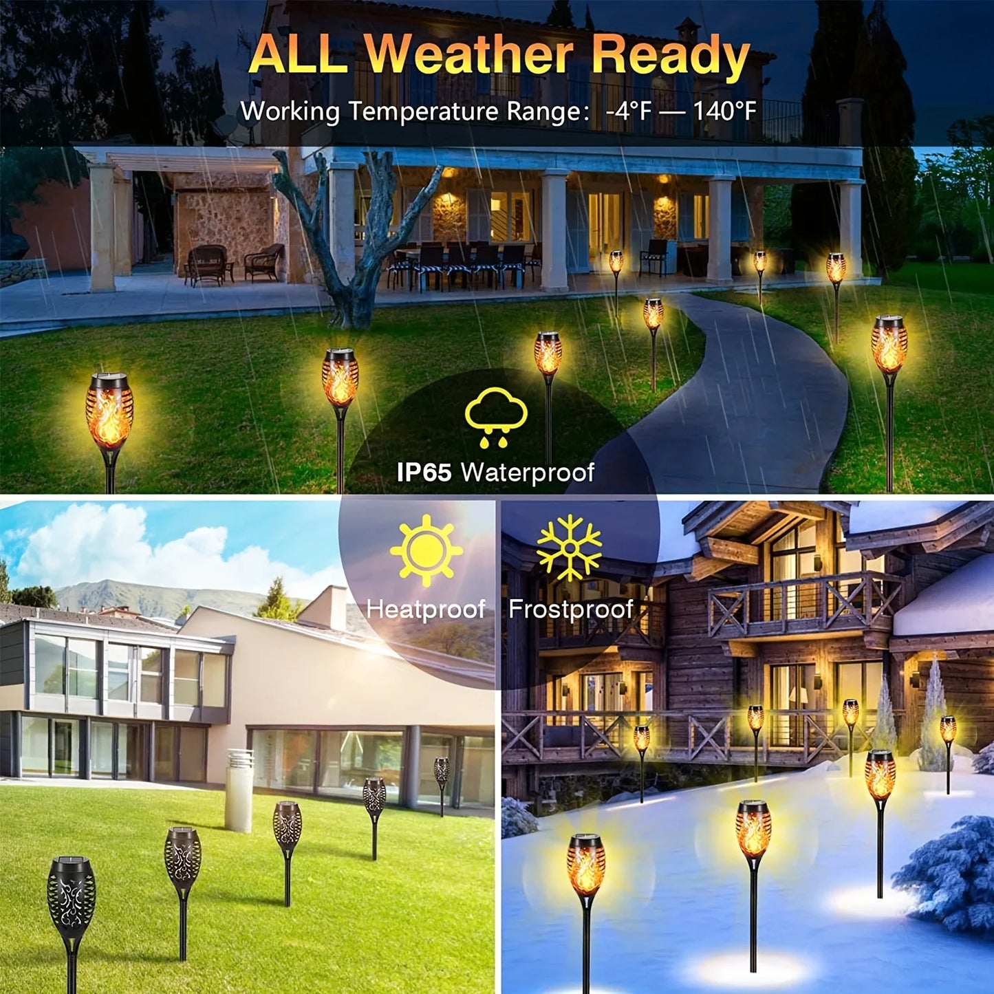 12LED Solar Flame Light Outdoor, Waterproof